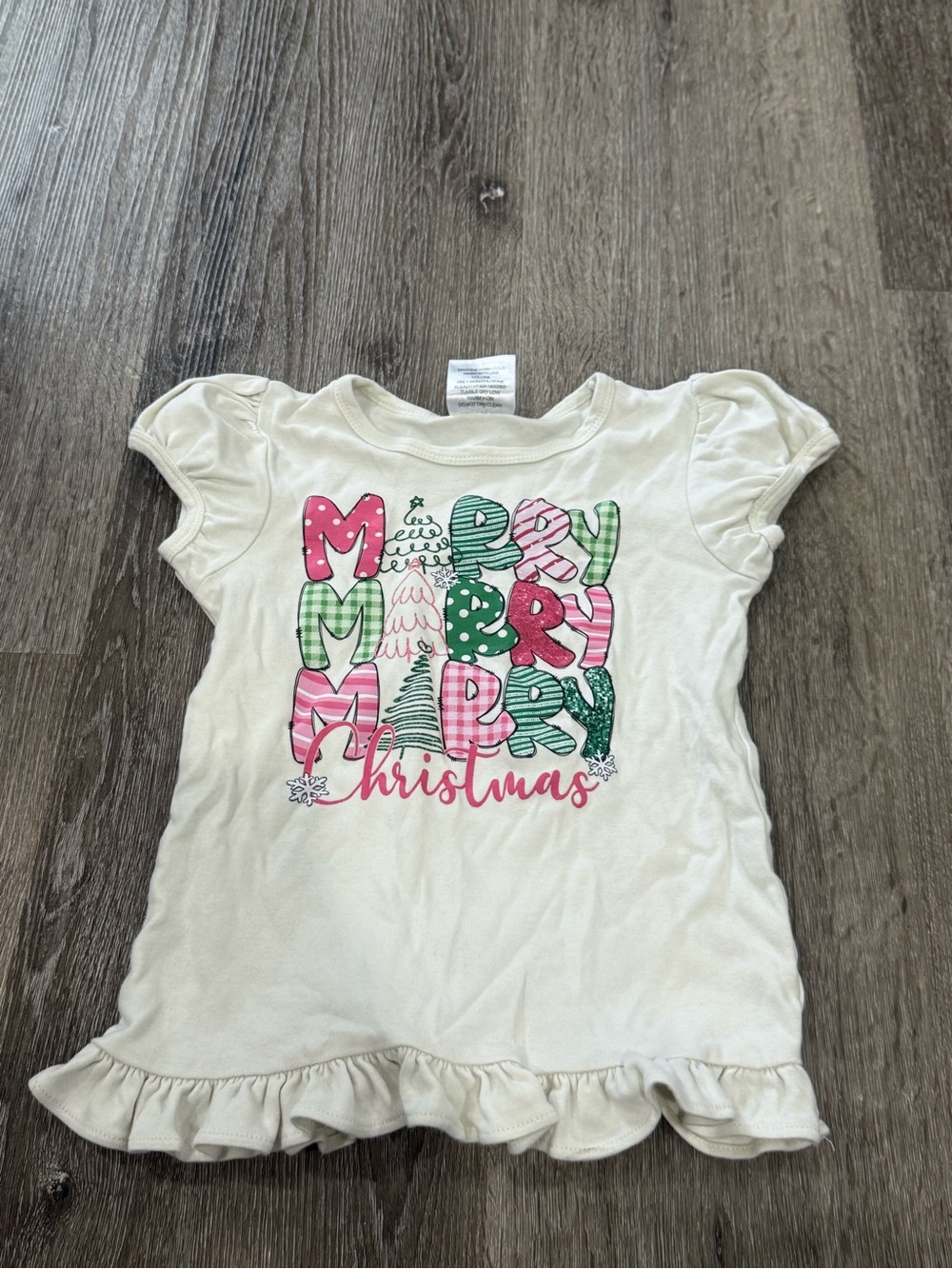 Girls White 'Merry Christmas' Holiday Tee